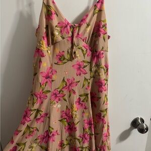 Floral Pink and Tan Women's Dress